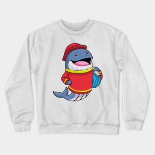 Whale as Firefighter with Hose Crewneck Sweatshirt